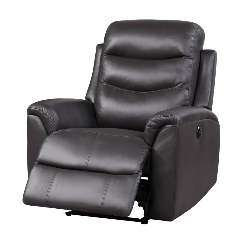 Fauteuil inclinable standard en cuir véritable à dégagement zéro de 34,4 po Merryman, Gris