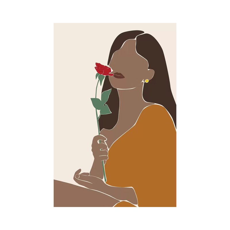 Dame à la rose, H 60 po x l 40po x P 1,5 po