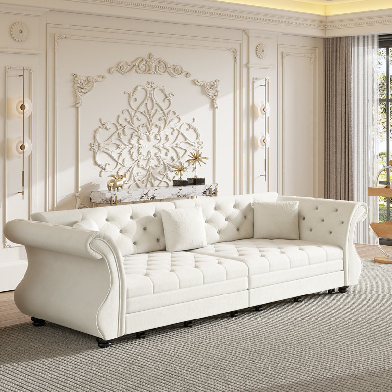 Canapé-lit escamotable 97,6 po Chesterfield Upholstery, Beige