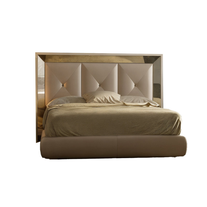 Annalya Vegan Leather Panel Bed, Matte, Queen