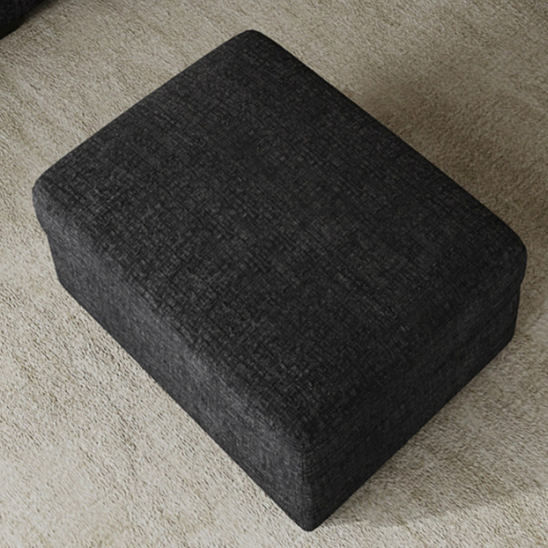Minimalist Chenille Soft-Upholstered Square Storage Ottoman, Black
