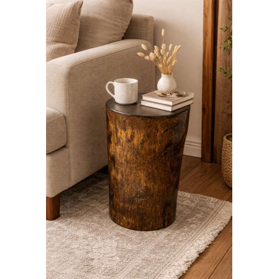 Souche de pin Heritage, support pour plante / table d'appoint / tabouret, 12 po x 22 po, teinte de la province et laque naturelle transparente