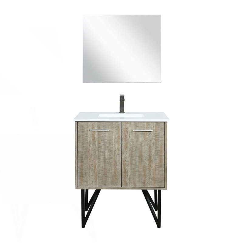 30 po X P 20 po De salle de bain rustique avec plateau en marbre de culture, robinet en métal Miroir, Gun Metal, 30"