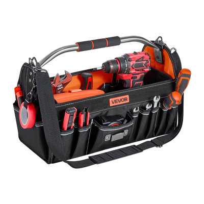 Tool Bag, 16.1 Inch, 33-Pocket Open Top Tool Tote, Electrical Maintenance Toolbox Organizer Storage with Handle, Adjustable Shoulder Strap, Portable Toolbag