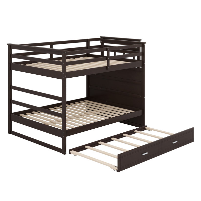 Bunk Bed With Trundle And Staircase, Espresso