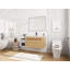 Ensemble de meuble-lavabo mural avec lavabo en résine et tablettes de rangement-129689010