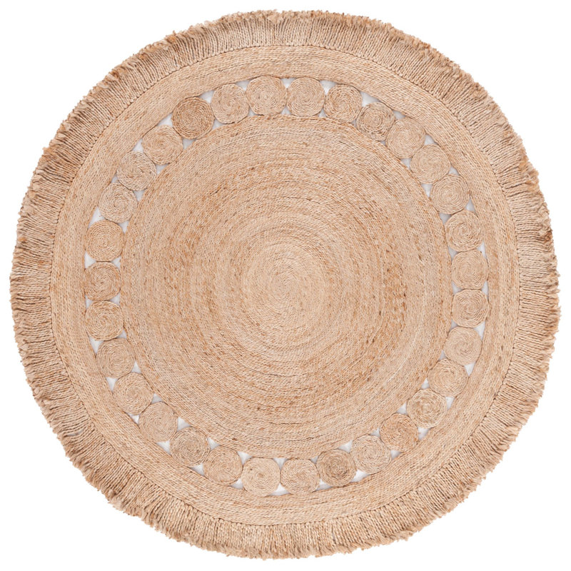 Cansel Natural Fiber Flat Weave Jute Solid Color Rug, Round 6'