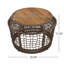 Table d'appoint ronde en bois d'acacia avec structure en corde tissée grise, plateau en teck, capacité de 150 lb, aucun assemblage requis, table d'appoint résistante aux intempéries pour le salon de patio