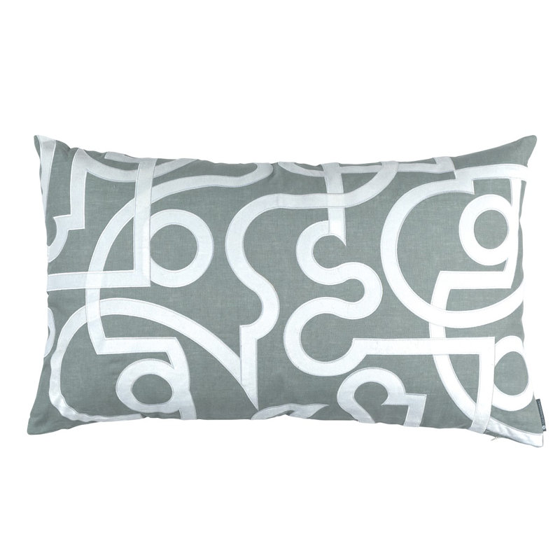 Geo Lumbar Pillow Cover & Insert, Sky/White, 18" x 30"