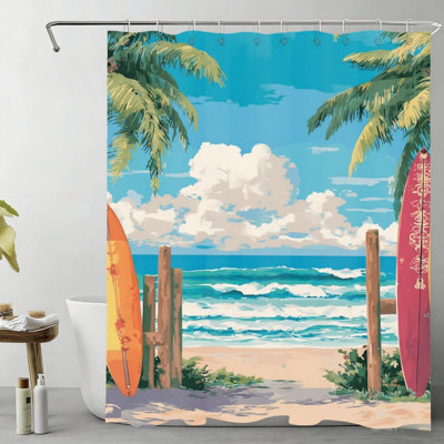 Rideau de douche 72 po x 72 po Coastal Surf Palm Beach