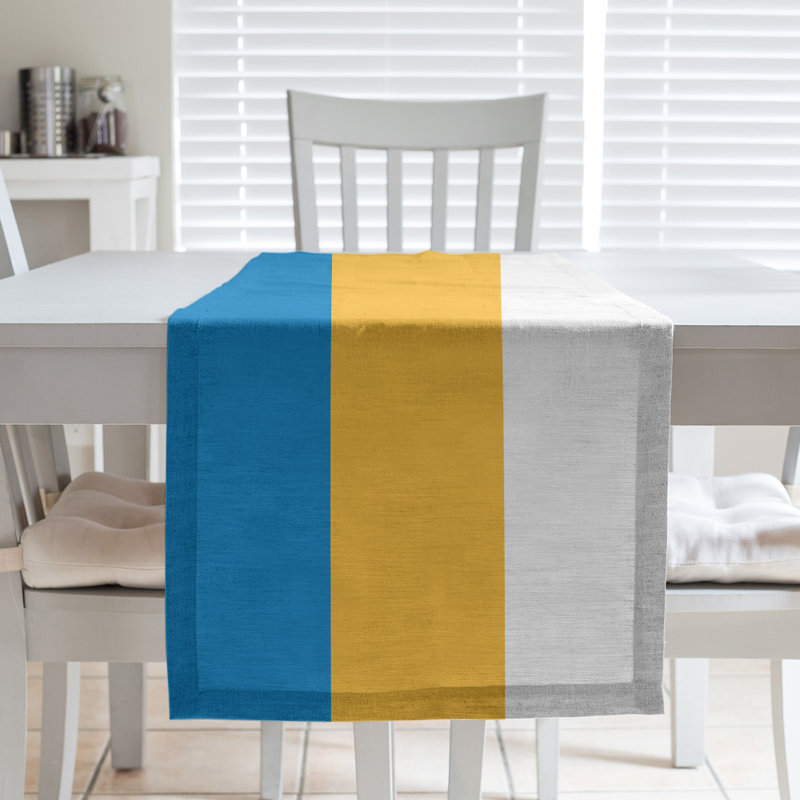 Chemin de table basket Oklahoma City, L 72 po x l 16 po, Bleu / Jaune / Blanc, Sergé de coton
