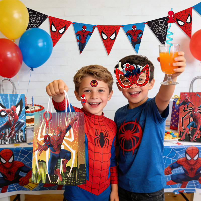 84 pièces de cadeaux de fête Spiderman, décorations d'anniversaire Spiderman