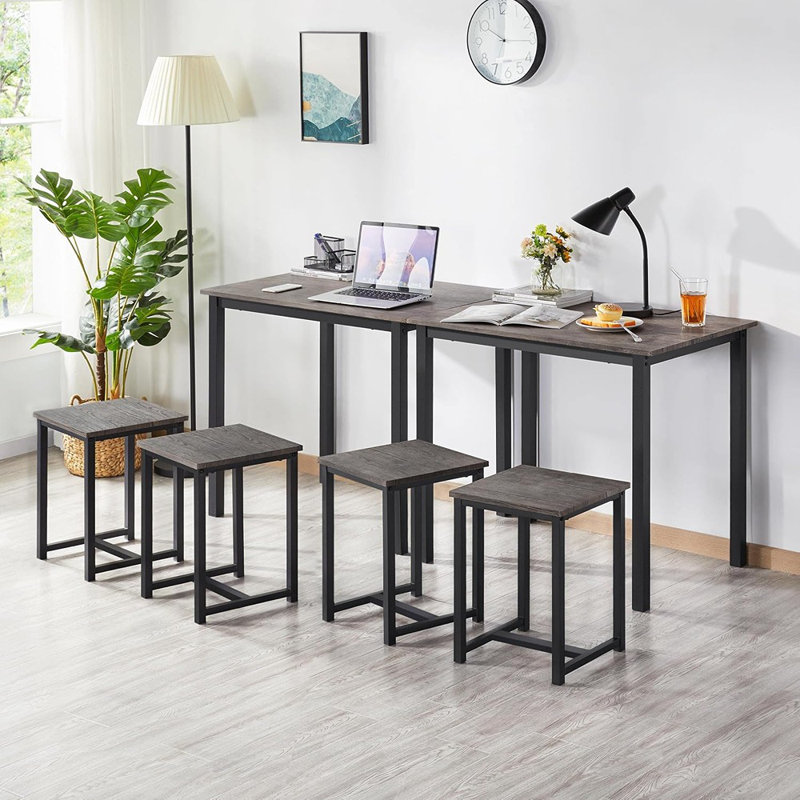 Ensemble de table de salle à manger 3 pièces - Ensembles de table de cuisine et de chaises pour 2 - Table compacte avec 2 tabourets et conception compacte pour la salle à manger salon appartement pub, brun dérivé