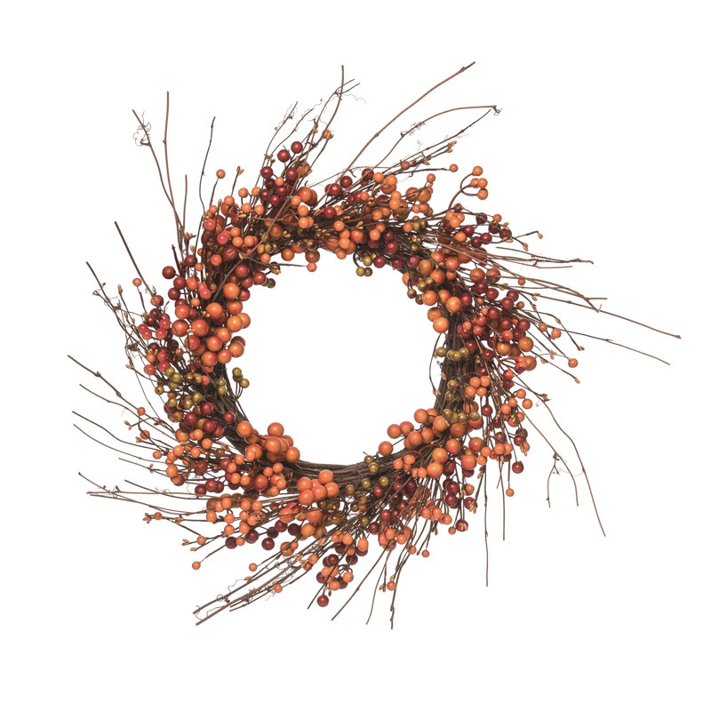 Vibrant Orange Berry Wreath for Fall Harvest Decor Artificial Foam Wreath Perfect for Indoor Use Stunning Wall Decoration Ideal for Gift Giving and Hostess Gifts Celebrate Autumn with Style