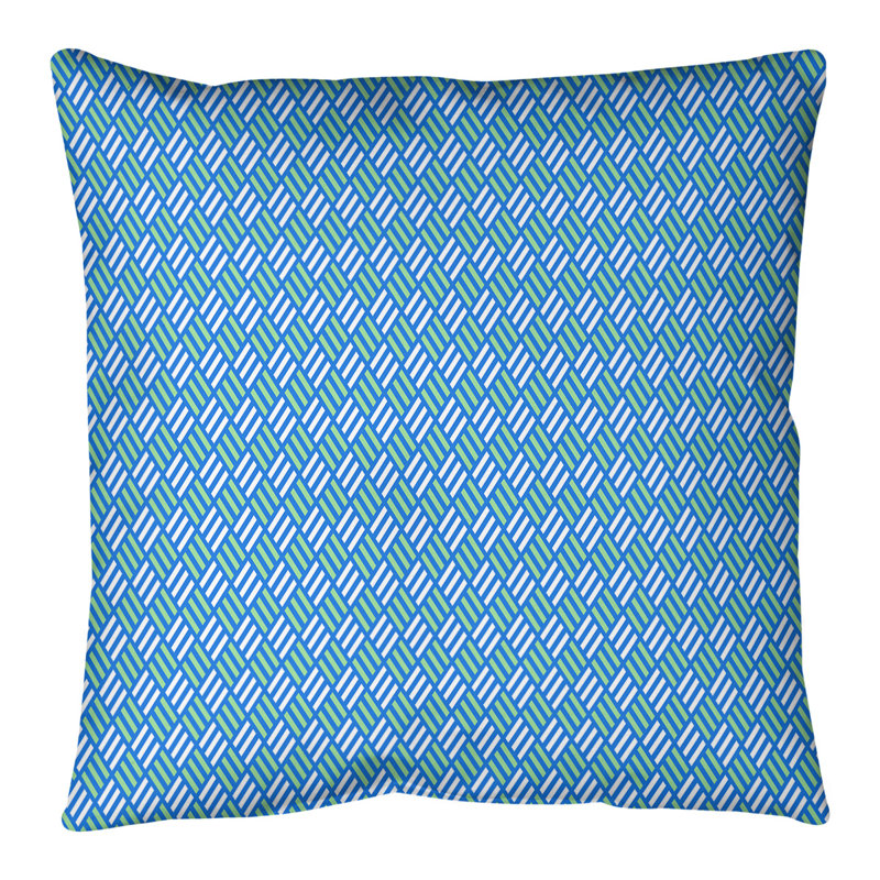 Coussin décoratif en losanges à rayures elizabeth katelyn, H 26 po x l 26 po, Pas de bourre, Bleu / vert