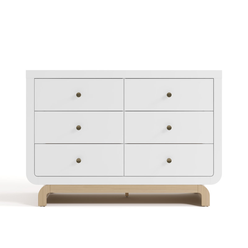 Santorini 6 Drawer Dresser, White/Driftwood