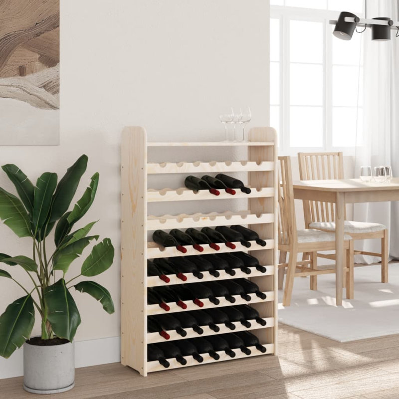Solid Wood Floor Wine Bottle Rack Brown