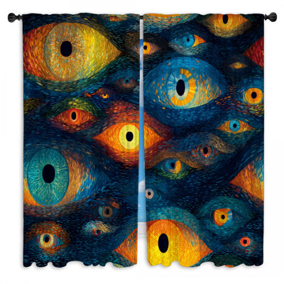 Eyes Window Curtains Abstract Sheer & Room Darkening - 2 Panels