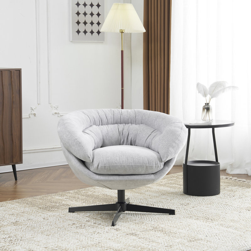 Chaise pivotante 360 en chenille grise - Offrez un soutien optimal à votre décor pour créer une chambre à coucher élégante