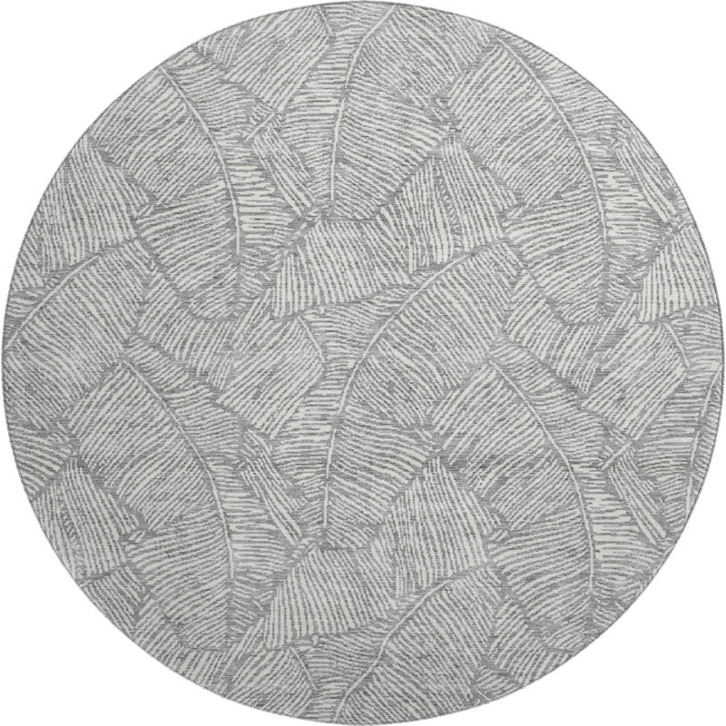 Premium Machine Washable Prisco Gray Rug, Round 8'