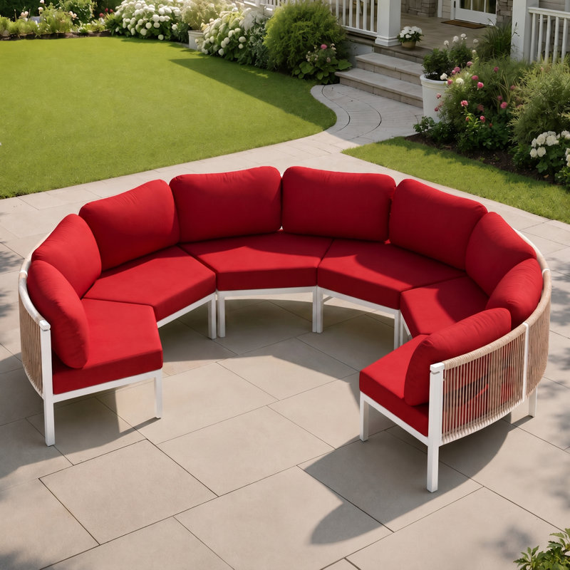 Aluminum Sofa Seating Group, Chili Cushion/Black Frame