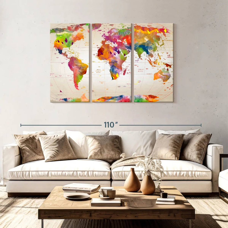 Carte du monde Aliaz II, H 48 po x l 74 po