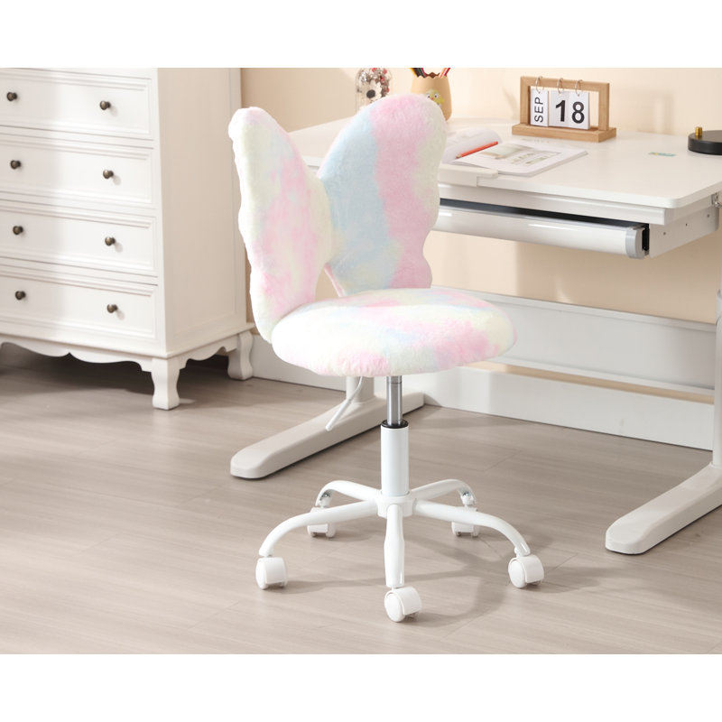Aafia Kids 19.75" Adjustable Height Desk or Activity Chair, Rainbow Pink