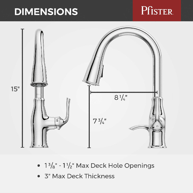 Pfister Rosslyn 1-Handle Pull-Down Kitchen Faucet, Polished Chrome
