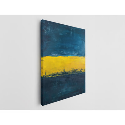 Impression sur toile bleu foncé et jaune, art mural moderne pour la maison et le bureau