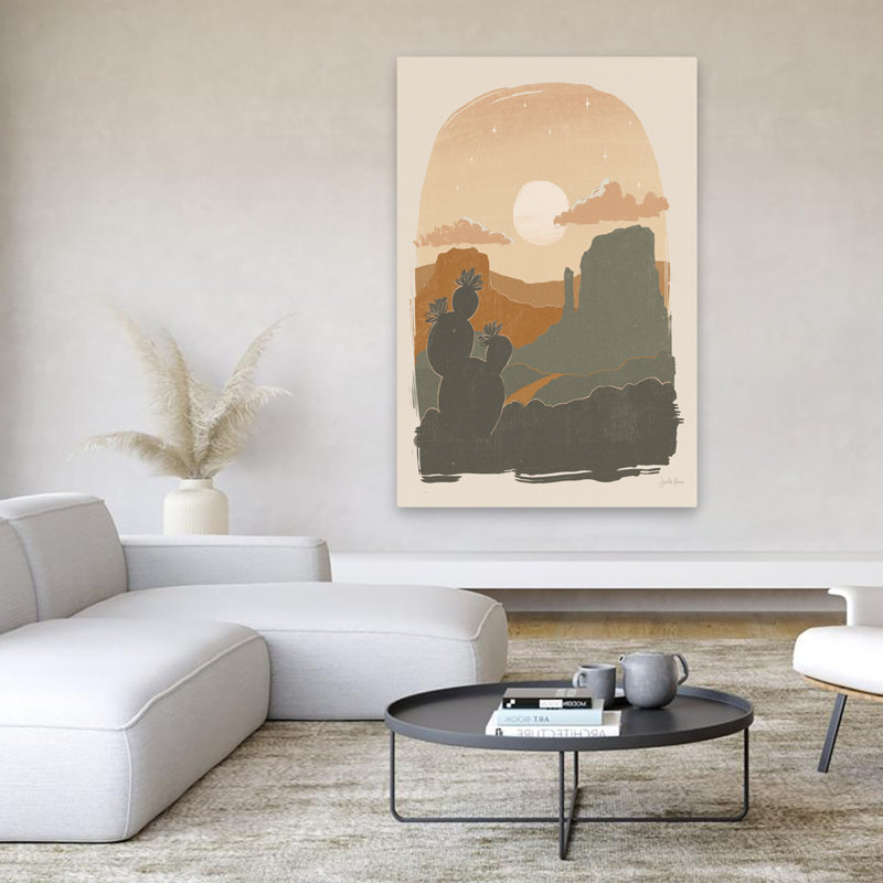 Warm Warm I - Buttes Cactus Cactus Clouds Art, H 60 po x l 40 po