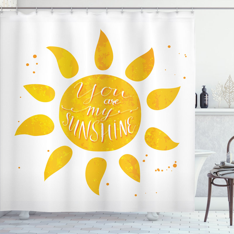 Rideau de douche simple Sunshine Quotes Decor, H 69 po x l 105 po