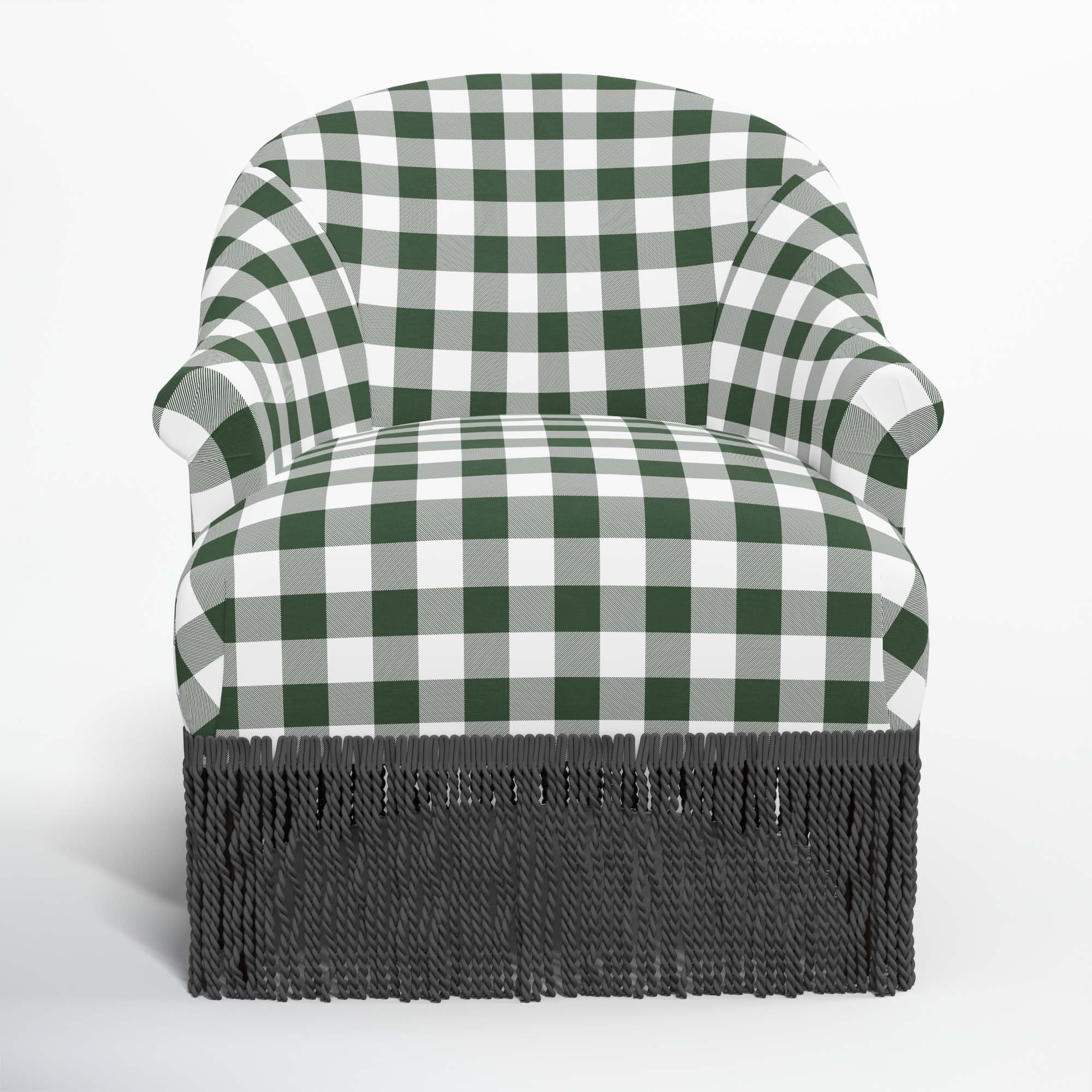 Callie Barrel Chair, Black, Classic Gingham Evergreen