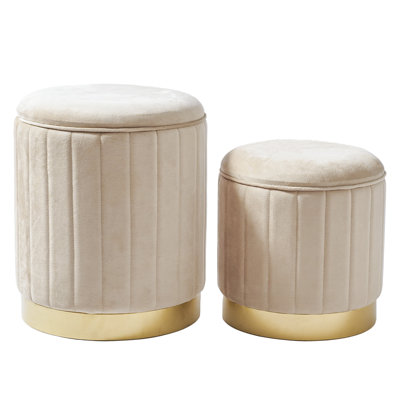 14.4" W Upholstered Storage Ottoman(set Of 2)