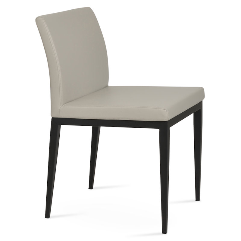 Aria MW Side chair, Light Gray Leatherette, Black