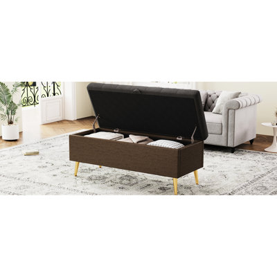 Banc de style américain gris avec couvercle à charnières facile à soulever et mousse douce pour la chambre à coucher Siège multifonctionnel rembourré Boucl