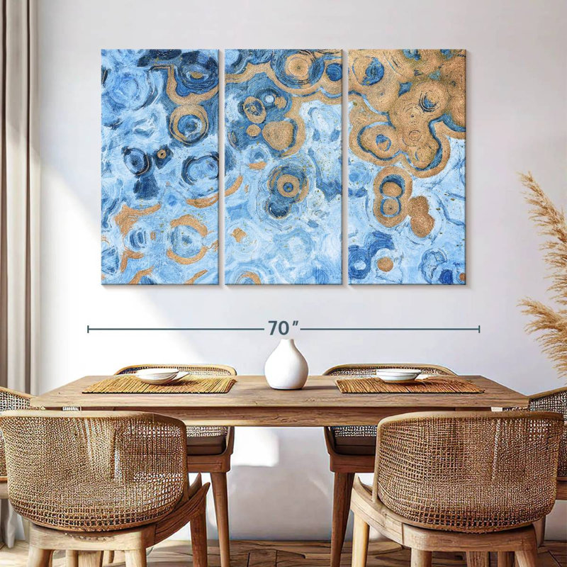 Avery abstrait mer bleue, H 42 po x l 65 po