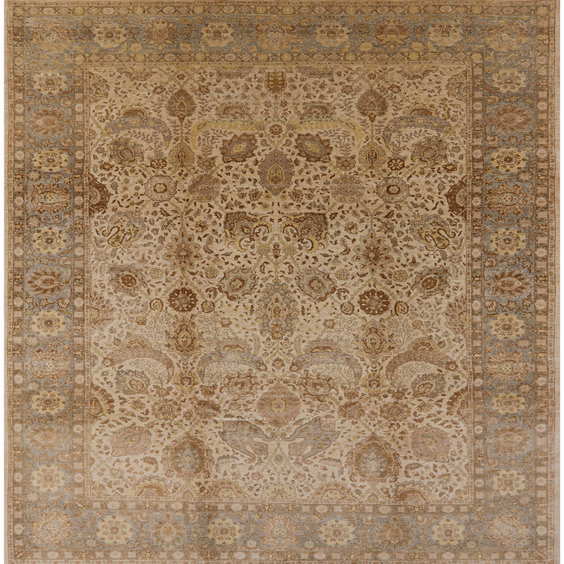 Tapis oriental beige / bleu Pecos, Carré 4 pi