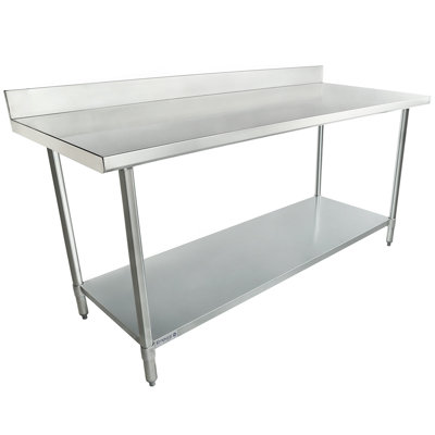 EMPURA 72" x 30" Stainless Steel Work Table | Commercial Food Utility Prep Station for Kitchen Garage | 540 lb Capacity, Galvanized Undershelf Legs, 4" Backsplash, 72"W x 30"D x 35"H, 18 Gauge, NSF