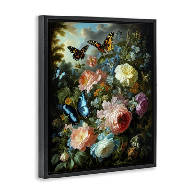 Cadre flottant Blooming Roses & Monarch Butterflies, design par Tabz Jones