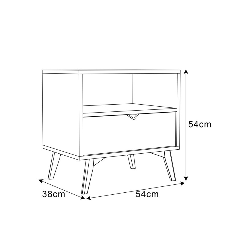 Daleila 54cm W Manufactured Wood Bedside Table, Sand Beige/Herringbone Scandi Pattern