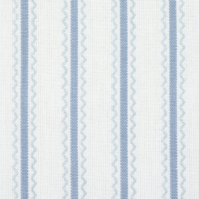 Tissu à rayures Schumacher x Mark D. Sikes Birdie, Bleu porcelaine