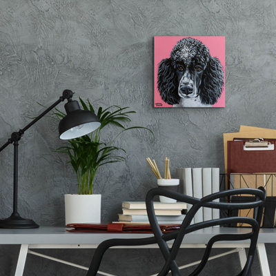 Art mural en verre «Black Poodle» par Carolee Vitaletti