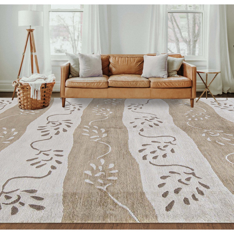 Hand-Knotted High-Quality Beige Area Rug