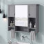 Armoire de rangement murale moderne 35 po x 28 po, armoire de salle de bain murale avec miroir, armoire à pharmacie avec barre à serviettes-924334050