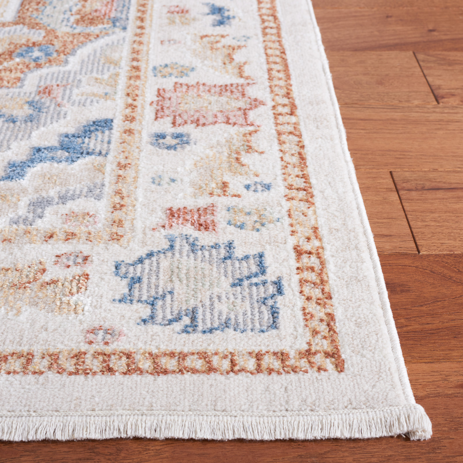 Mayhill Beige Rust Blue Machine Washable Rug, Runner 2'2" x 8'