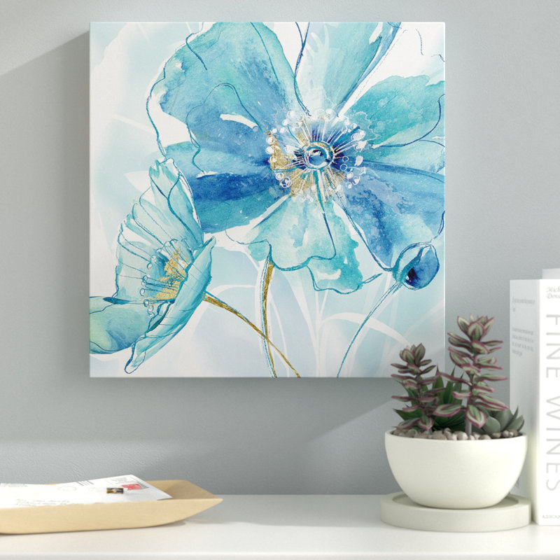 Blue Spring Poppy I - impression, H 16 po x l 16 po x P 1,5 po, Toile tendue