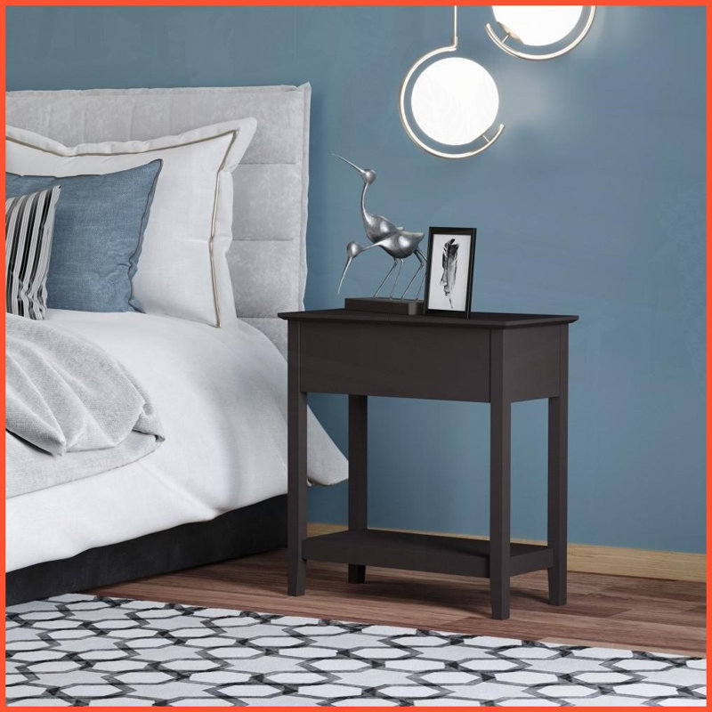 Table basse étroite de salon foncé par HOMcom - Flip Top & amp; Rangement peu encombrant