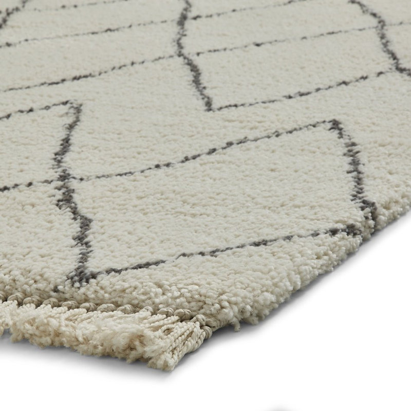 Machine Woven Cream/Grey Rug, Runner 60 x 230cm