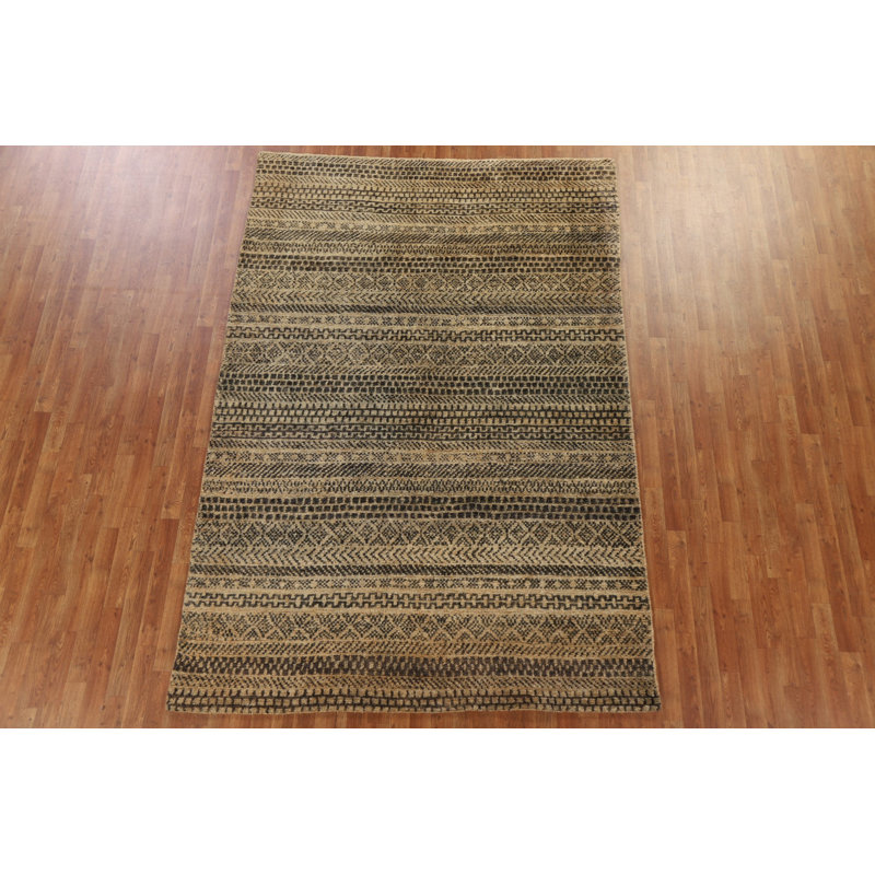 Tapis marocain en jute et laine noué à la main 7 x 10
