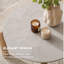 Table basse d'extérieur ronde en aluminium avec plateau en verre imitation marbre, beige-1086238549